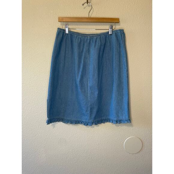 VTG VS Vintage Studio Cottage Preppy Denim Chambray Pull On Cotton Skirt 14 - Picture 9 of 9